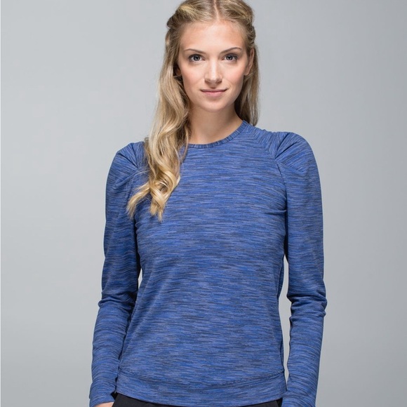 Lululemon Lab City Long Sleeve Puff Shoulder Pullover - Space Dye Blue - Small - Picture 1 of 14